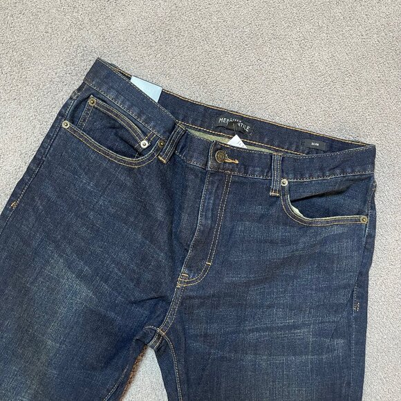 J.Crew Mercantile Factory Slim Fit Dark Wash Denim Men's 33x32 NWT - Picture 3 of 9